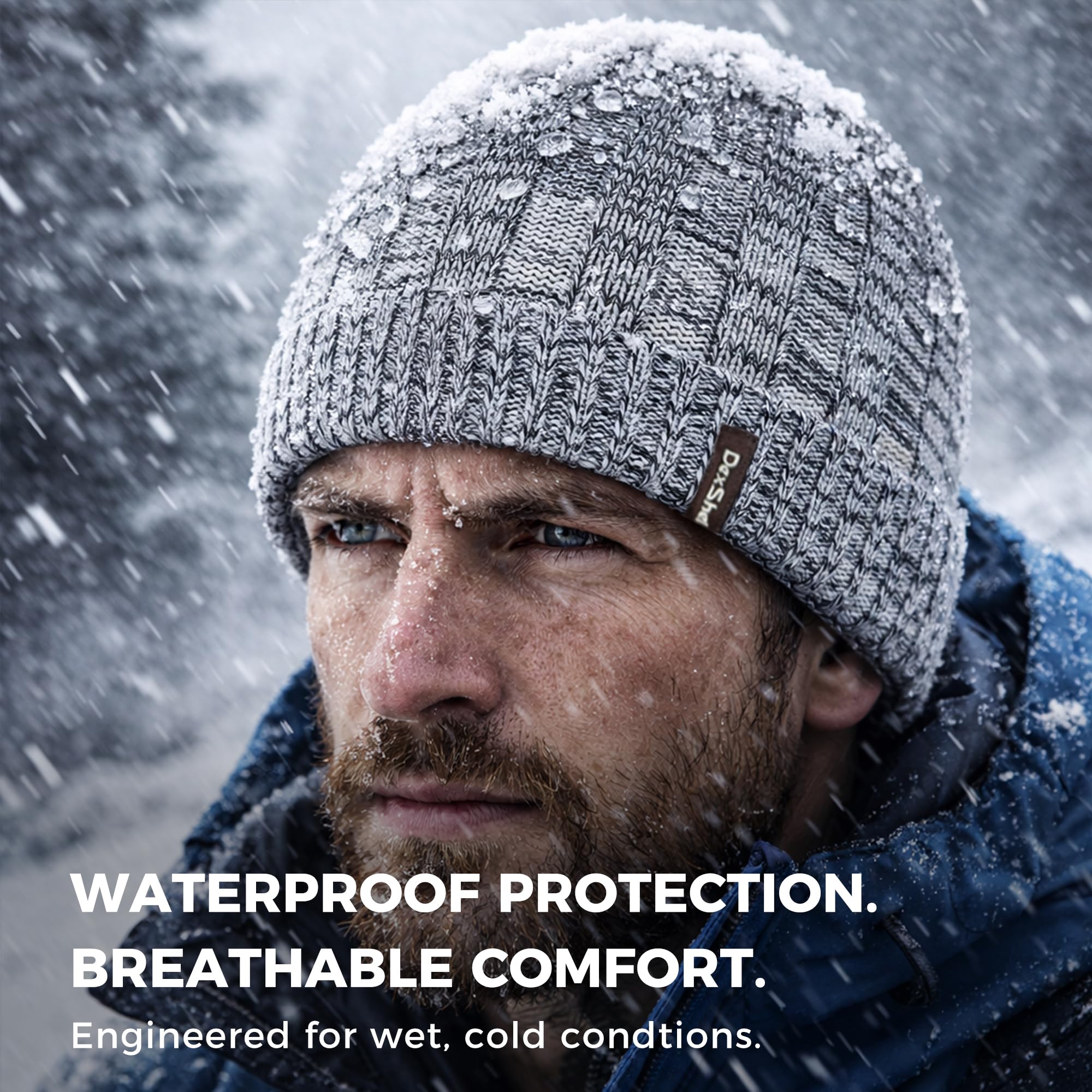DexShell Bonnet imperméable pour homme et femme – Extérieur en tricot acrylique tendance avec doublure en polaire chaude et membrane respirante laminée à l'intérieur