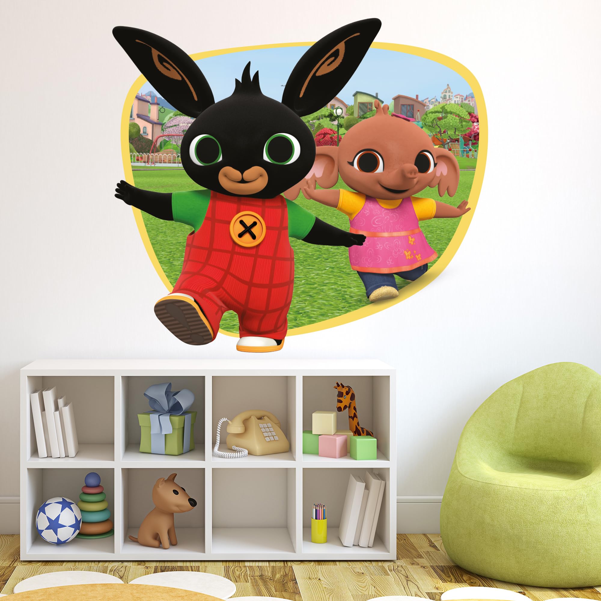 Themed Bing Wall Sticker - Bing Bunny And Sula Stepping Out Wall Decal Kids Art (60Cm Width X 55Cm Height)
