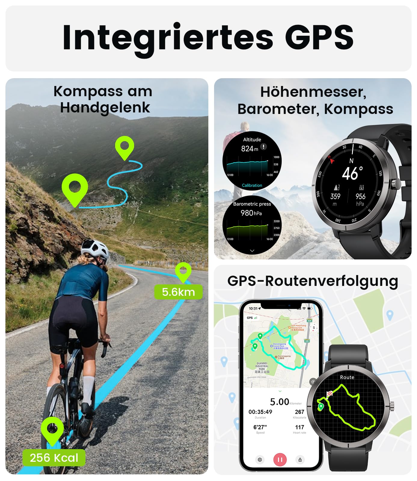 Orologio Intelligente Uomo Donna con GPS, Batteria 10 Giorni, Schermo Amoled da 1,35''/Caso in Alluminio/5ATM, 170+ Modalità Sportive, Fitness Tracker con Frequenza Cardiaca, Monitoraggio del Sonno