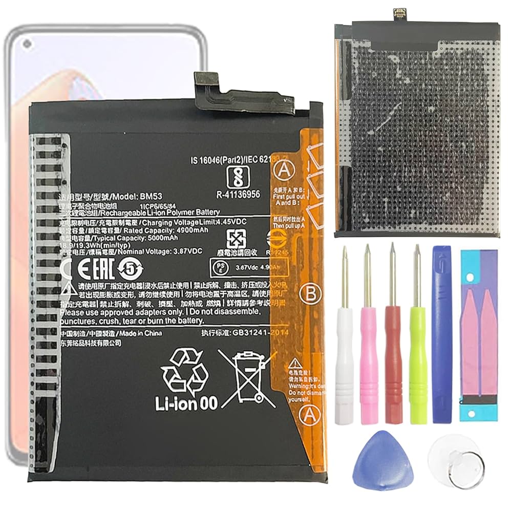 Batterie BM53 Compatible Xiaomi Mi 10T/10T Pro - 5000mAh - Avec Outils De Remplacement