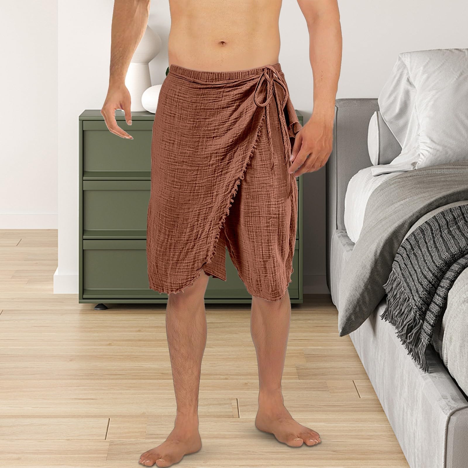 Leinen Shorts Herren Dünn Leicht : Kurze Hosen Atmungsaktiv Hawaii Bermuda