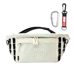 Rough Enough Large Crossbody Bag Fanny Pack for Men Preppy Waterproof with Keychain YKK Zipper Casual Cordura White