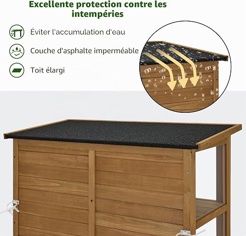 M MCombo Armoire de Jardin Abri de Jardin en Bois Résistant aux intempéries, abri de Jardin extérieur Étanche, pour l'extérieur Balcon Terrasse, 55×110×175 cm, 0130D (Naturel) - 7