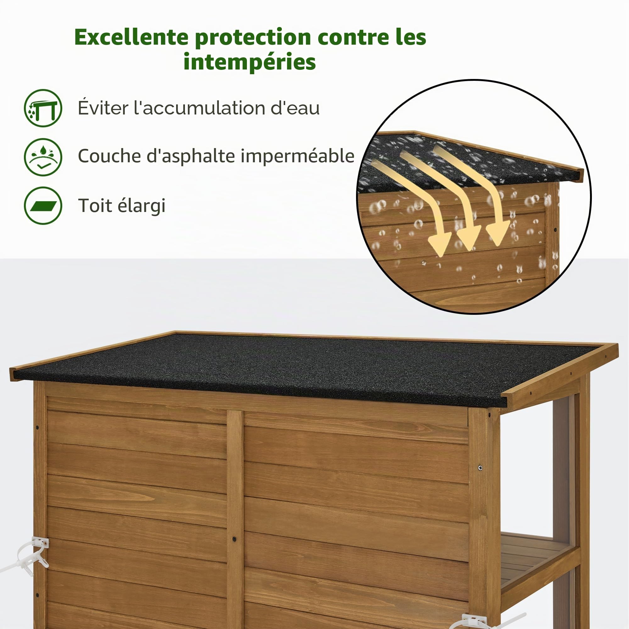 M MCombo Armoire de Jardin Abri de Jardin en Bois Résistant aux intempéries, abri de Jardin extérieur Étanche, pour l'extérieur Balcon Terrasse, 55×110×175 cm, 0130D (Naturel)