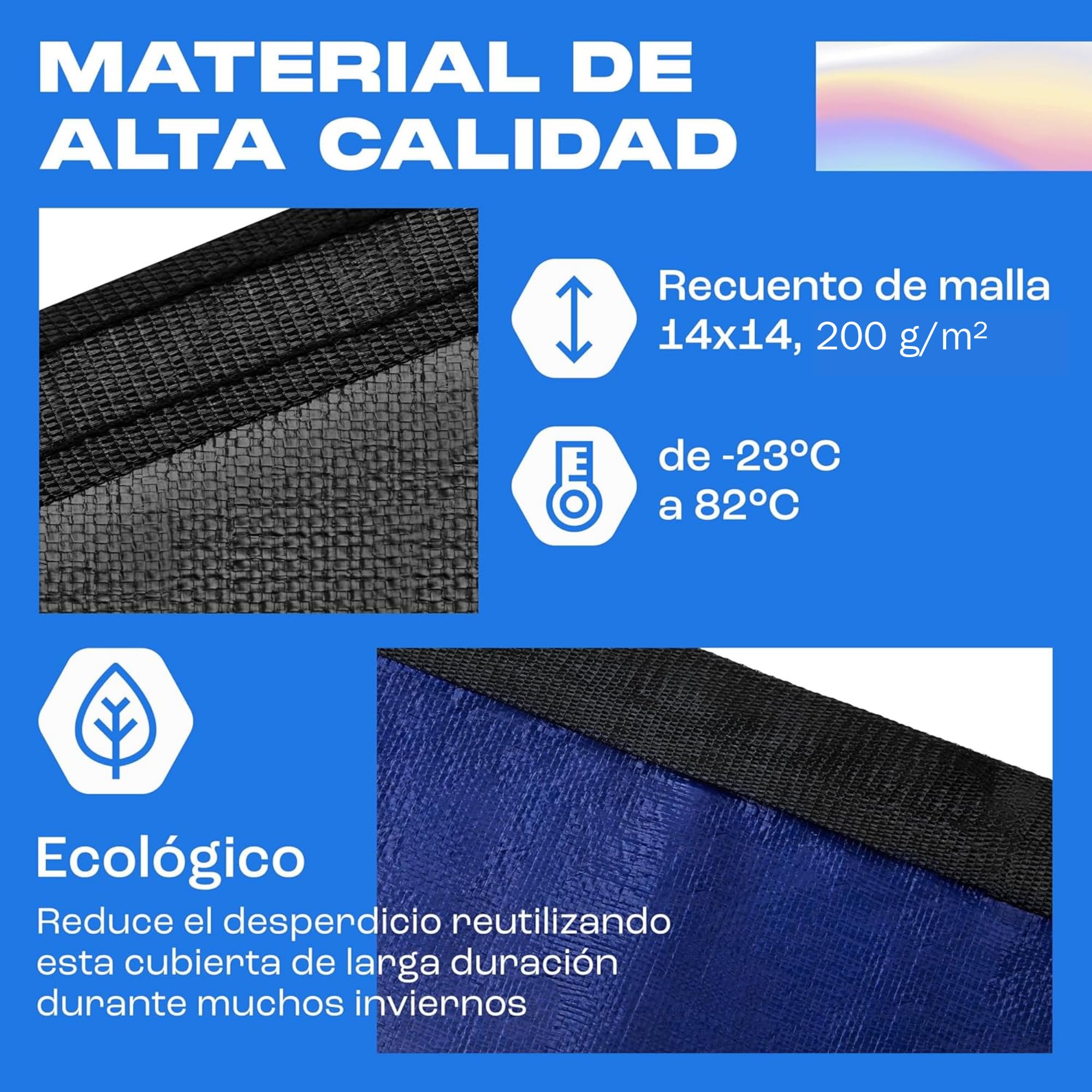Yankee Cubierta Piscina Redonda para 460–500 cm | Diámetro Lona Ø 560 cm | Azul | Lona Protectora Invierno y Verano | Cubierta PE 200 g/m² Reforzada | Resistente a UV y Roturas