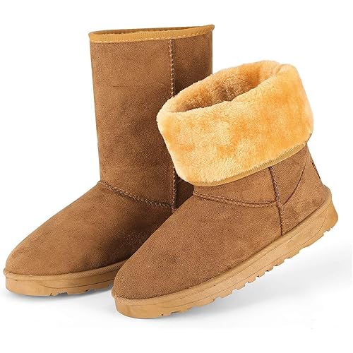 Winter Boots for Women Classic Waterproof Snow Boots Warm Mid-Calf Fur Boot