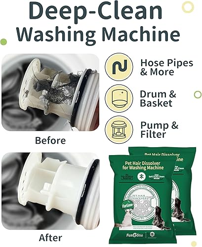 Miniatura 6 de FURGONE Disolvedor de pelo de mascotas para lavadora, 96.7% de disolución de cabello, pelo de perro y gato  Quitamanchas para lavandería, fórmula de