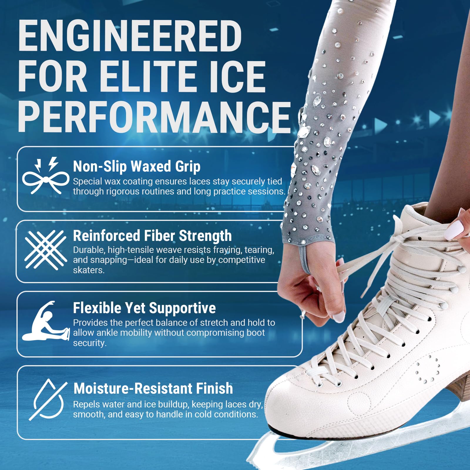 Derby Laces CORE Narrow 6mm Waxed Lace for Figure Skates, Roller Skates, Boots, and Regular Shoes (Teal, 108 Inch / 274 cm)