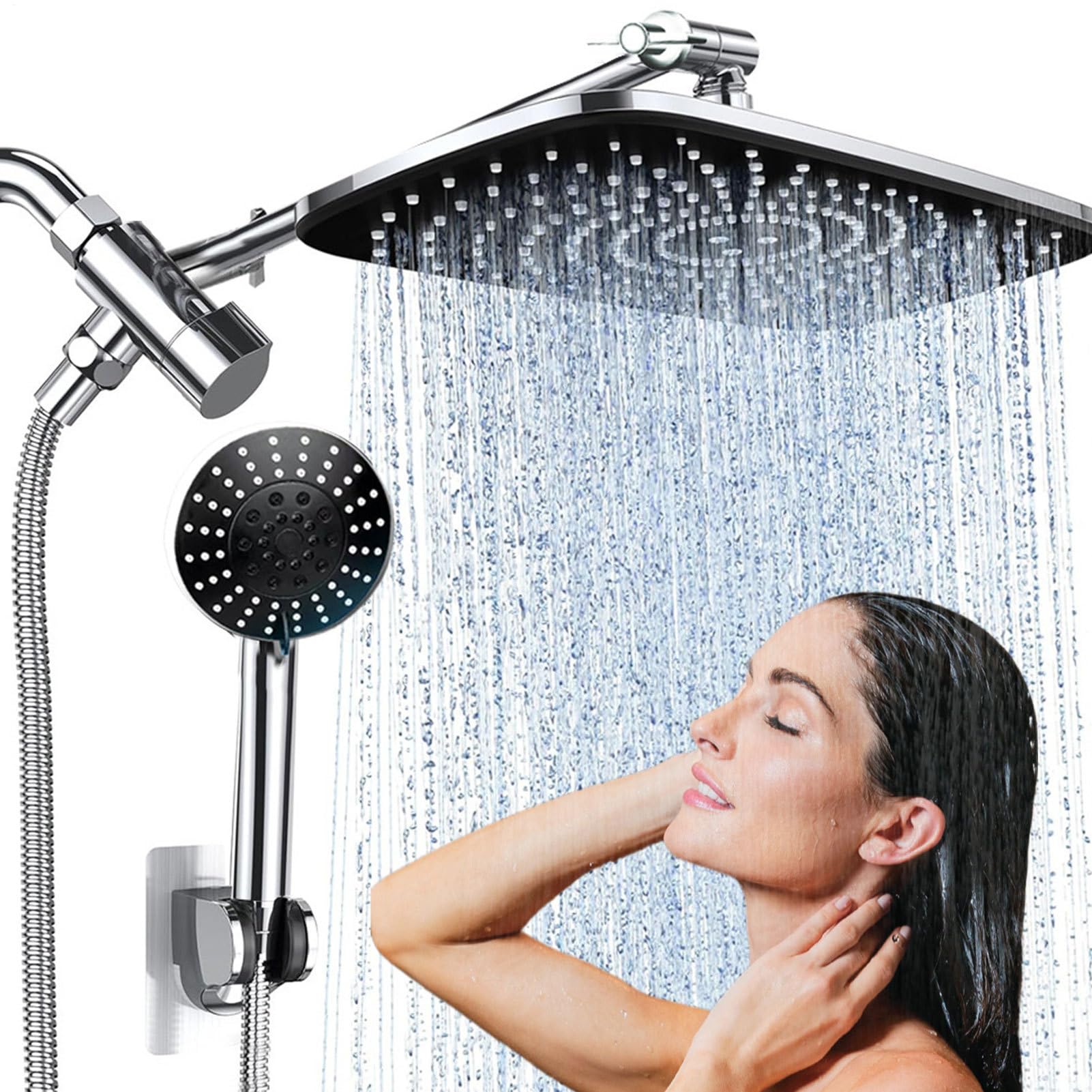 Cabezal de ducha de alta presión, cabezal de ducha de lluvia Cabezal de | 5 modo, varilla de ajuste inteligente, filtro de cabeza de ducha para el hogar, apartamento,