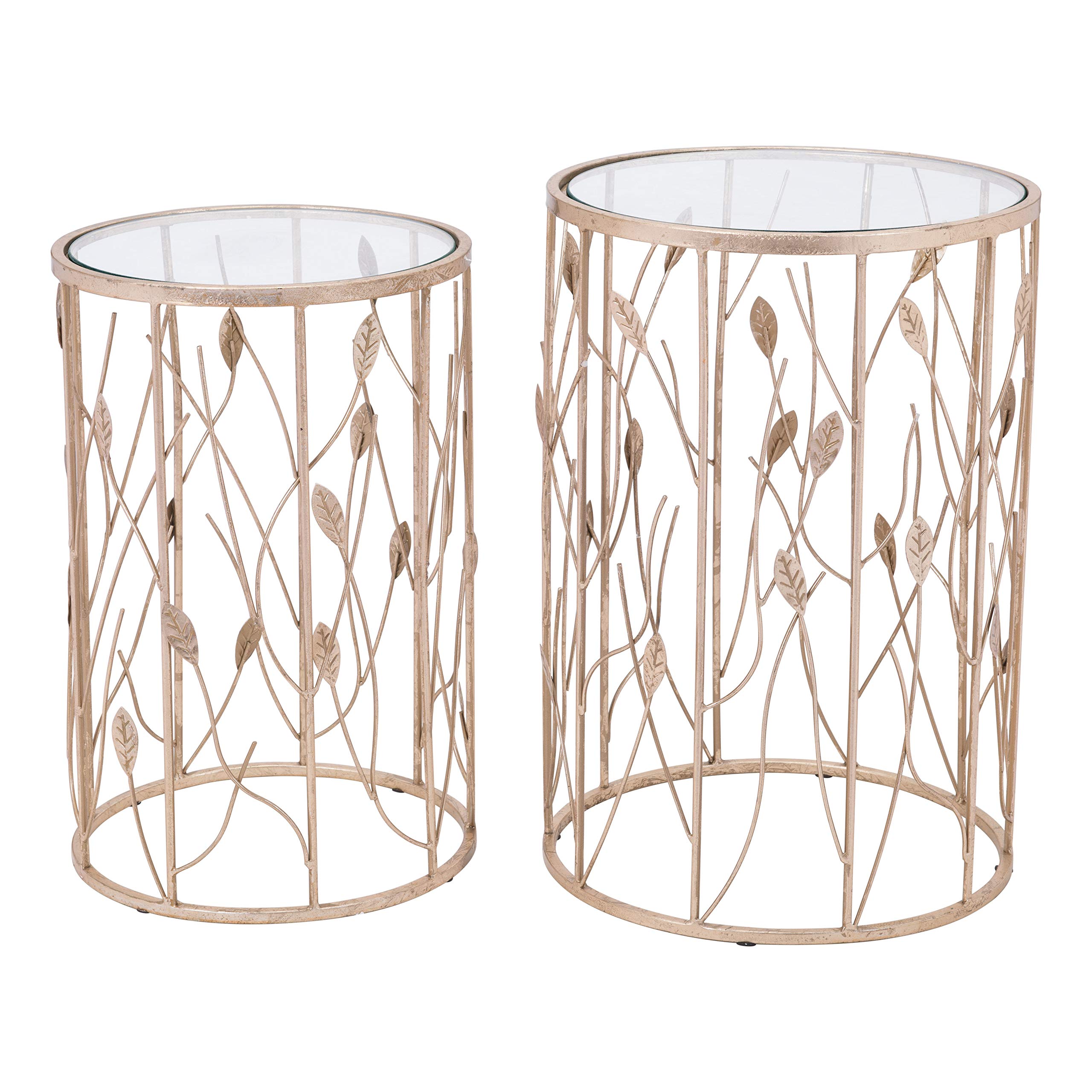 ZuoModern Set of 2 Sage Side Tables Clear & Gold