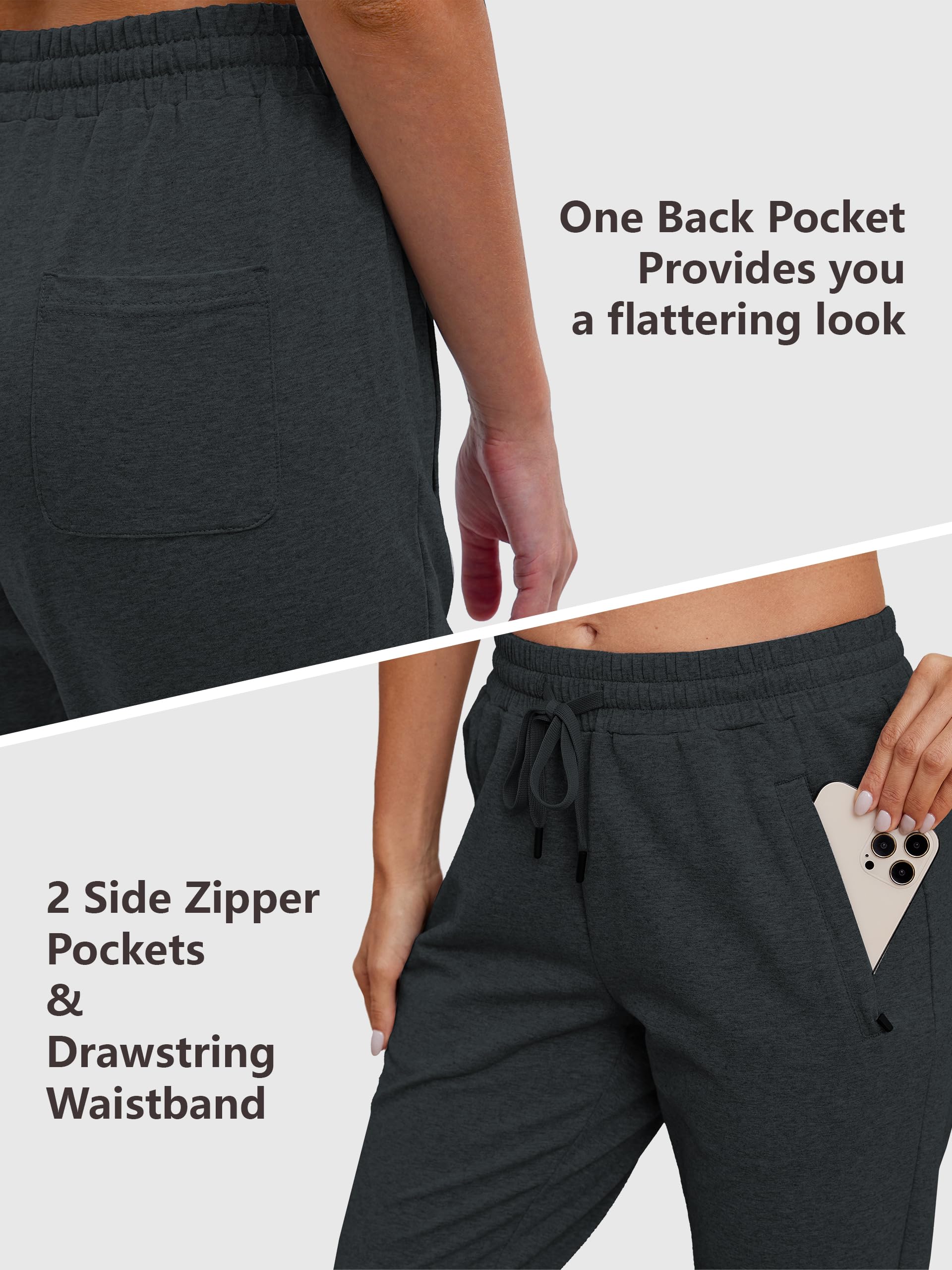 SEVEGO Pantalon de survêtement haut en coton pour femme - 76,2 cm/81,3 cm/86,4 cm/91,4 cm - Bas ouvert décontracté - Poche zippée
