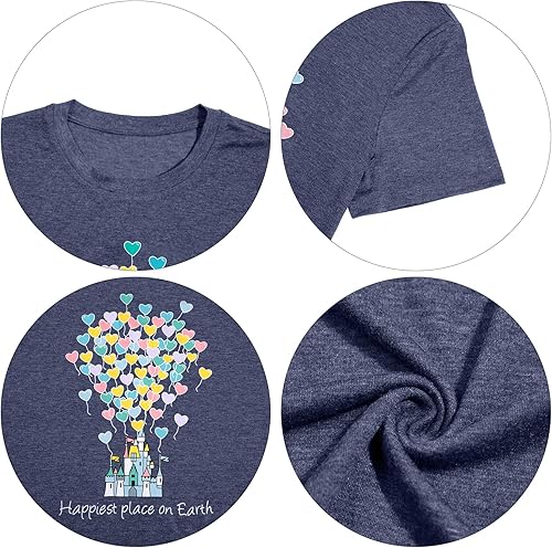 Miniatura 6 de Camisas mágicas para mujer, camisa Magic Kingdom, camiseta de manga corta con el lugar más feliz de la tierra, camiseta de vacaciones familiares
