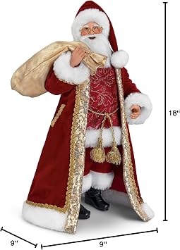 The Ashton-Drake Galleries A Visit from St. Nick Santa Doll, 18-Inch LED Light-Up Collector's Edition with Mohair Beard, Hand-Painted, Red Velvet Coat, Holiday Christmas Decor