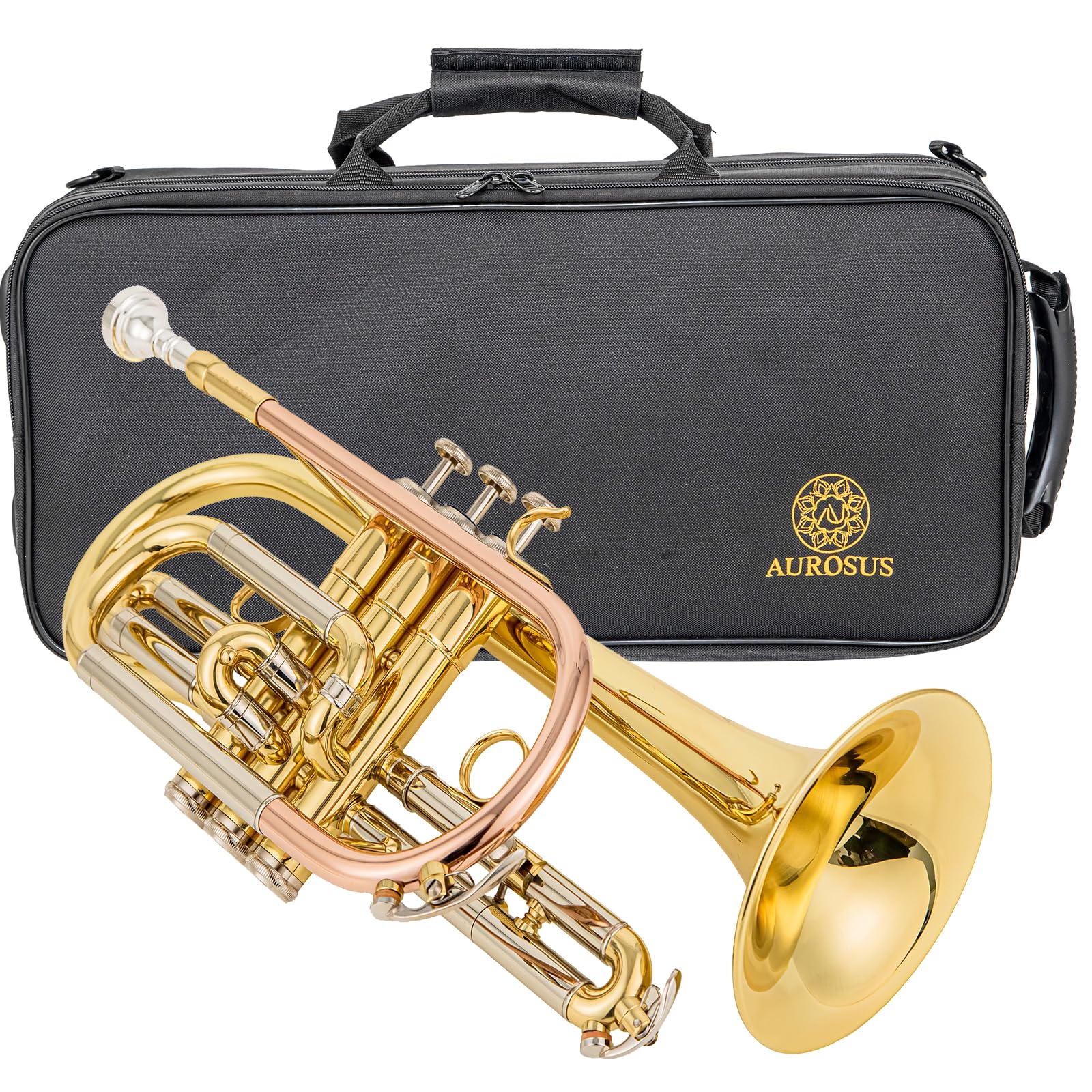 aurousus bb cornet acr 8330 for beginners intermediate players stainless steel valves ml bore gold brass leadpipe 120mm bell lacquered lightweight durable