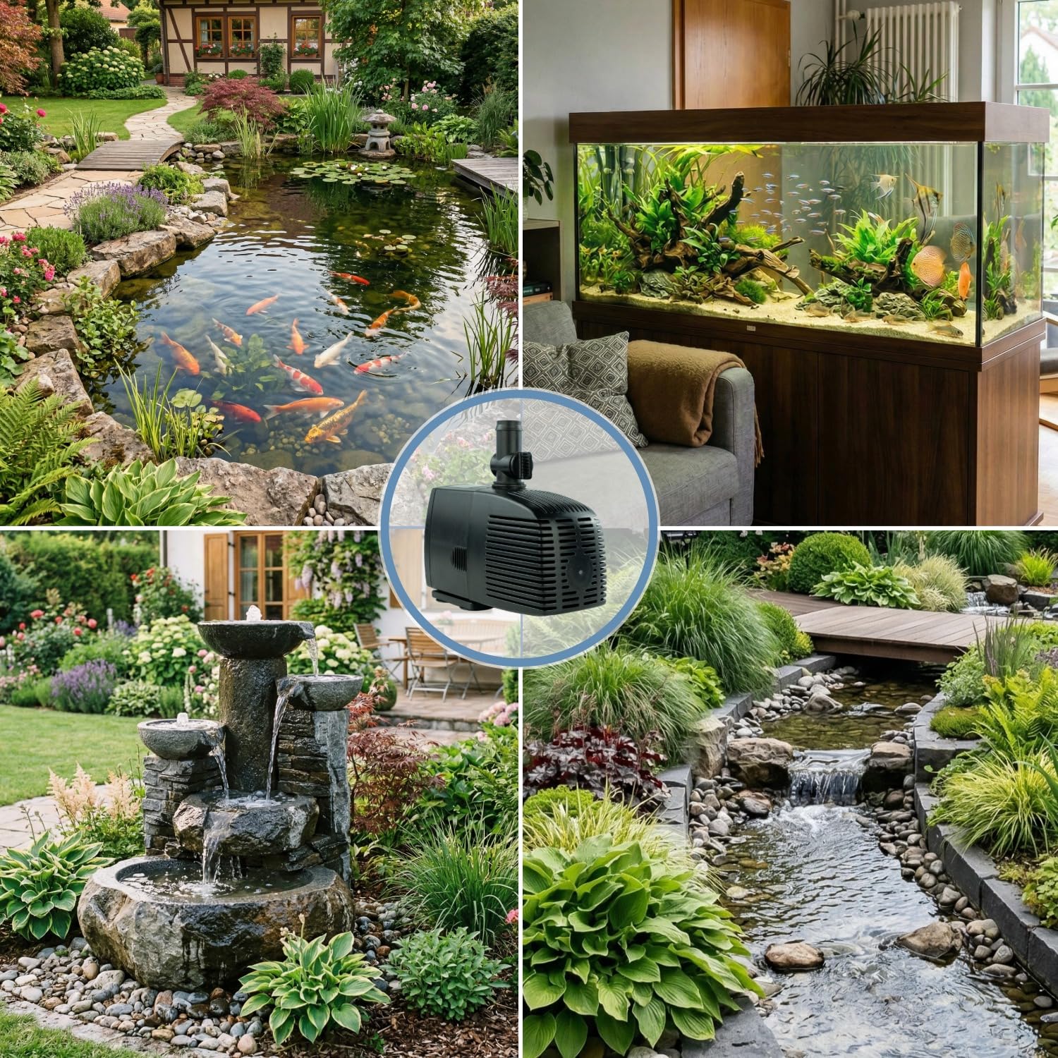 Teichpumpe 12 V – 1.500 L/H, 25 Watt, 10m Kabel, 250 cm Förderhöhe, Wasserpumpe, Aquariumpumpe, Wasserspielpumpe und Zimmerbrunnen-Pumpe | Brunnenpumpe | Tauchpumpe | Springbrunnen-Pumpe | KEP1500L