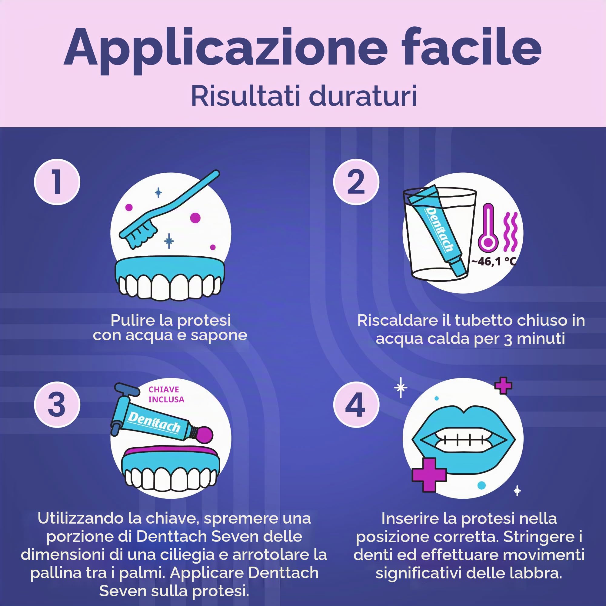 Denttach Adesivo per protesi, adesivo termoplastico cuscino e reliner, presa comoda e sicura fino a 7 giorni, senza colla, senza zinco, a lunga tenuta (confezione da 3)