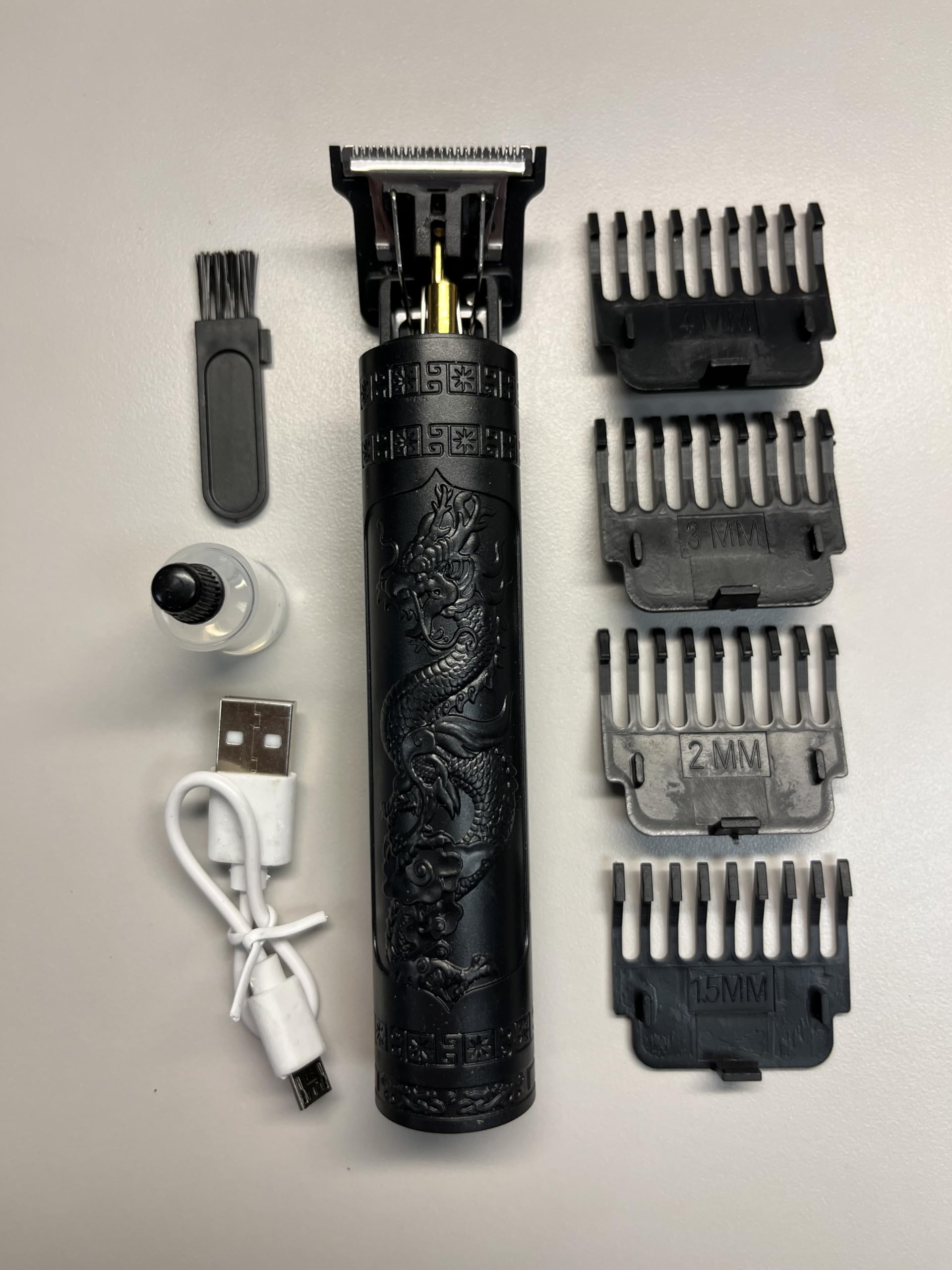 Durable Black Dragon Beard or Hair Trimmer with Cordless Rechargeable Kit Edgers Clippers