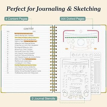 Bullet Dotted Journal Notebook, 300 Pages Leather Notebooks with Contens | 120 GSM Thick No Bleed Through Paper Journals, A4 Dot Grid Spiral Notebook for Women Men Work Writing, 8.5 x 11, Light Blue