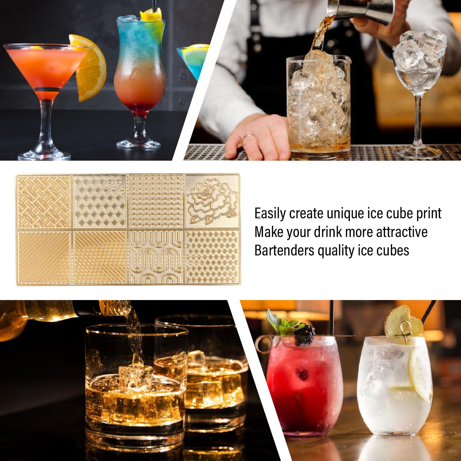 Brrnoo Bandeja de Cobre para Sellos de Cubitos de Hielo, Multiusos, Moderna, Fácil de Limpiar, para Bar, Fiesta, Cóctel (d02)