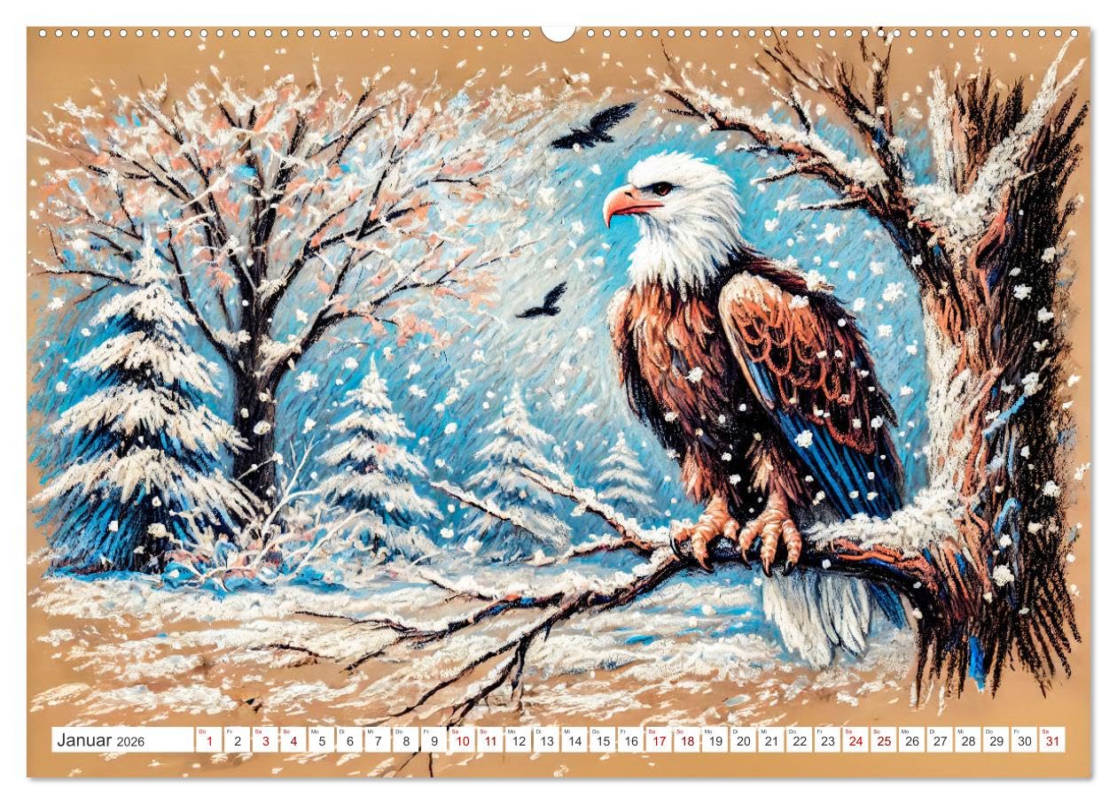 Der Ruf des Adlers - Majestätischer König der Lüfte in Aktion (hochwertiger Premium Wandkalender 2026 DIN A2 quer), Kunstdruck in Hochglanz: ... im Flug und auf der Jagd (CALVENDO Tiere)