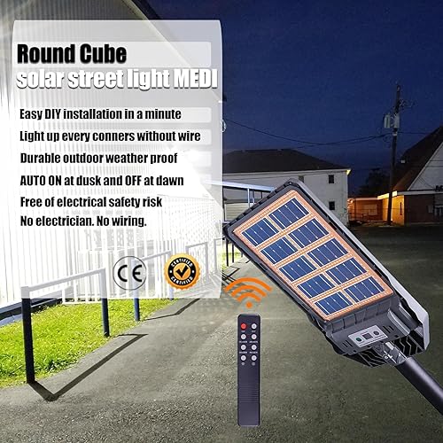 Miniatura 9 de Farolas solares del anochecer al amanecer con sensor de movimiento, luz de inundación súper brillante alimentada por energía solar al aire libre