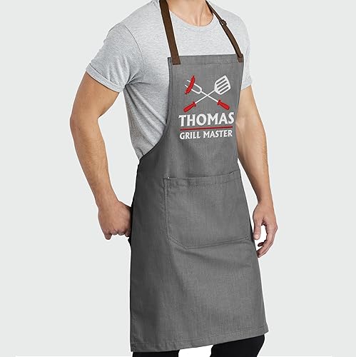 Miniatura 4 de TEEAMORE Delantales bordados personalizados para mujeres y hombres, añade tu texto Chef Kitchen Grill Delantal