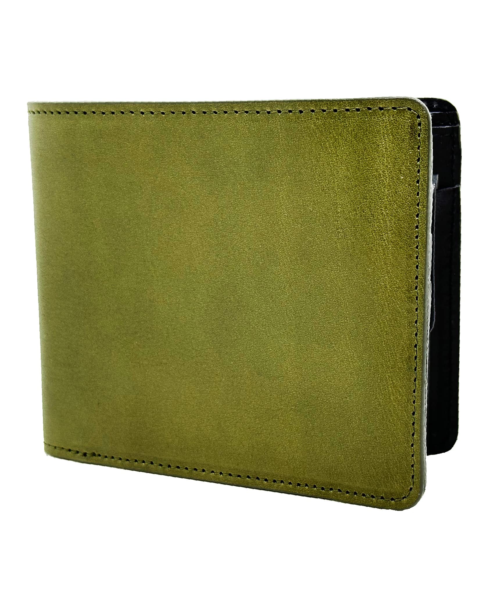 RAITO LEATHER Tochigi Leather Wallet, Men's, Bi-fold, Genuine Leather, Made in Japan, Large Capacity, Bi-Color, green : Clothing, Shoes & Jewelry