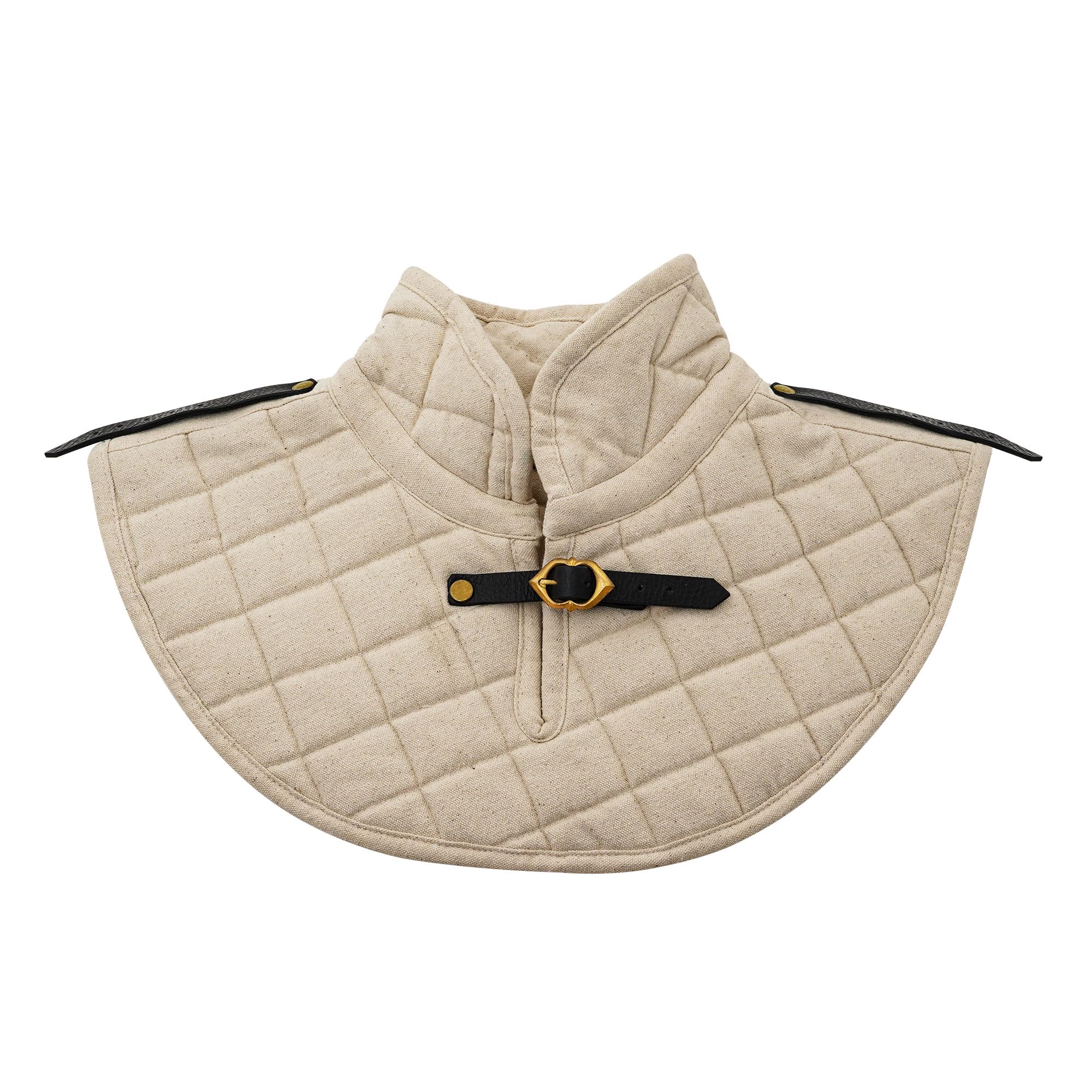 Lord of Battles Medieval Padded Collar Handcrafted from Canvas Cotton - Ecru