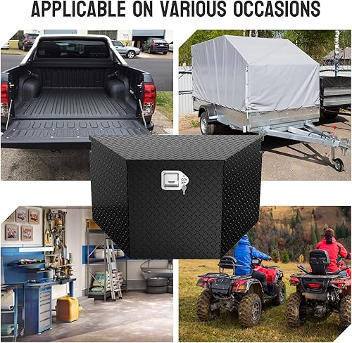 Miniatura 6 de TUFFIOM Caja de herramientas de aluminio de 39 pulgadas con cerradura y llaves, organizador de almacenamiento de placa de diamante, caja de