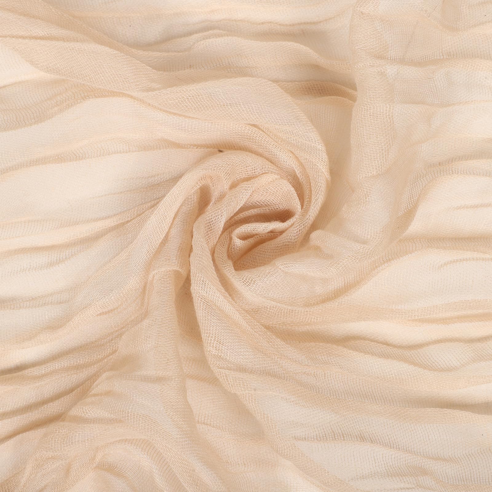 MAGICLULU 5 Piezas Camino de Mesa de Gasa Plisada, Camino de Mesa Bohemio, 90x300cm, Poliéster, Beige, Suave y Cómodo, para Bodas y Comedores