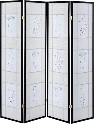 Miniatura 5 de Coaster Furniture - Pantalla plegable de 4 paneles con motivo floral, multicolor 4407