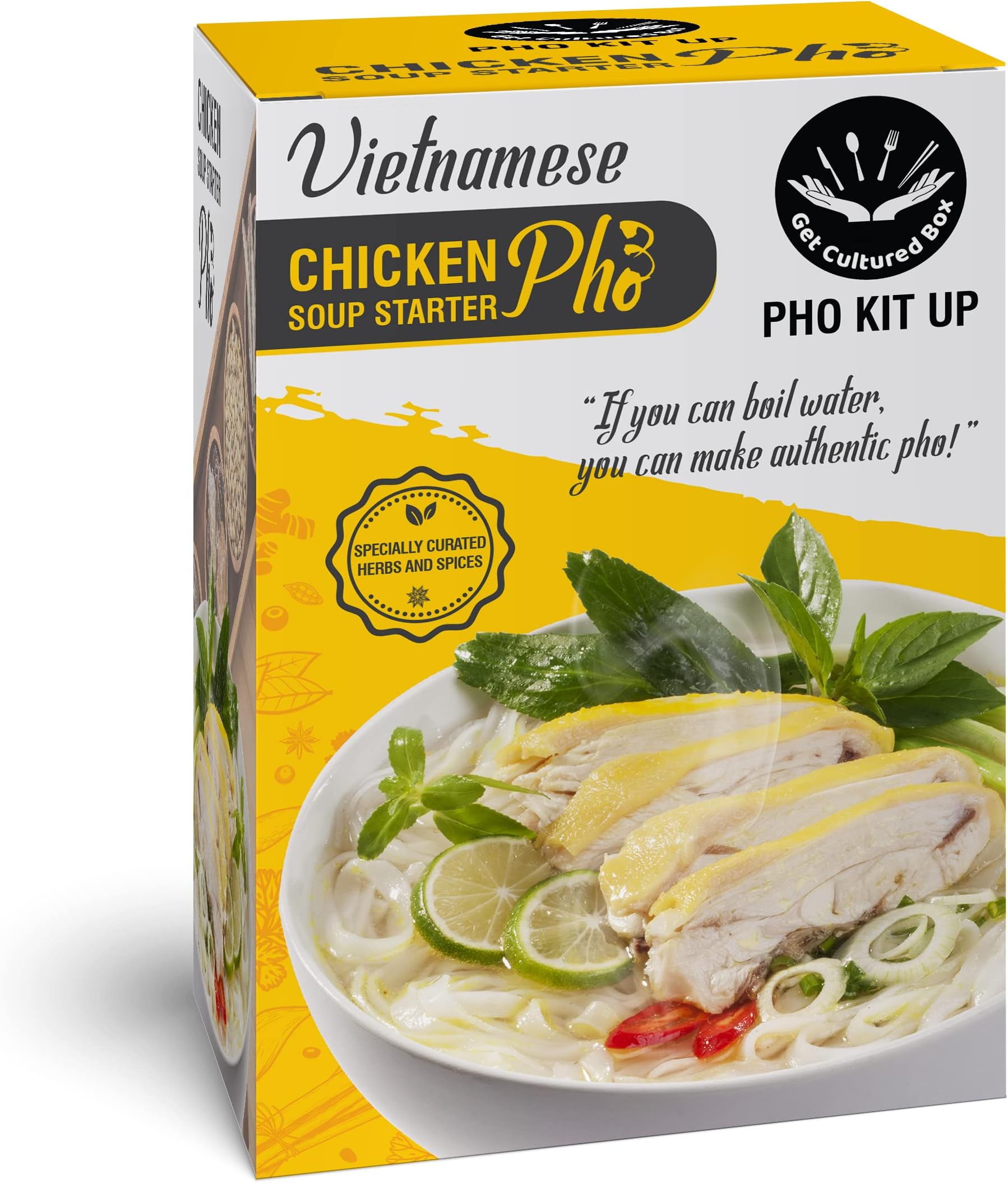 Get Cultured Box Soup Starter Herb Bags (10-12 Servings), Make Authentic Vietnamese Chicken Noodle Soup Broth, Hand-Selected Asian Herbs & Spices, Easy Cooking Instructions