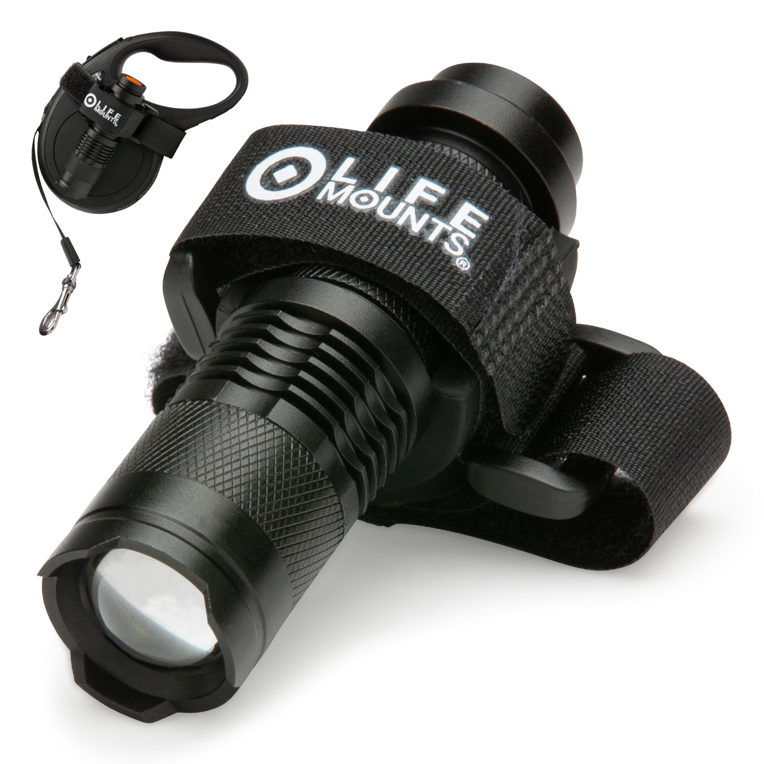 Life Mounts LED Dog Leash Flashlight - 3.5 x 1.5 in, White - Flashlight for Retractable Dog Leashes - Three Modes for Night Time Walks - 1000 ft Beam