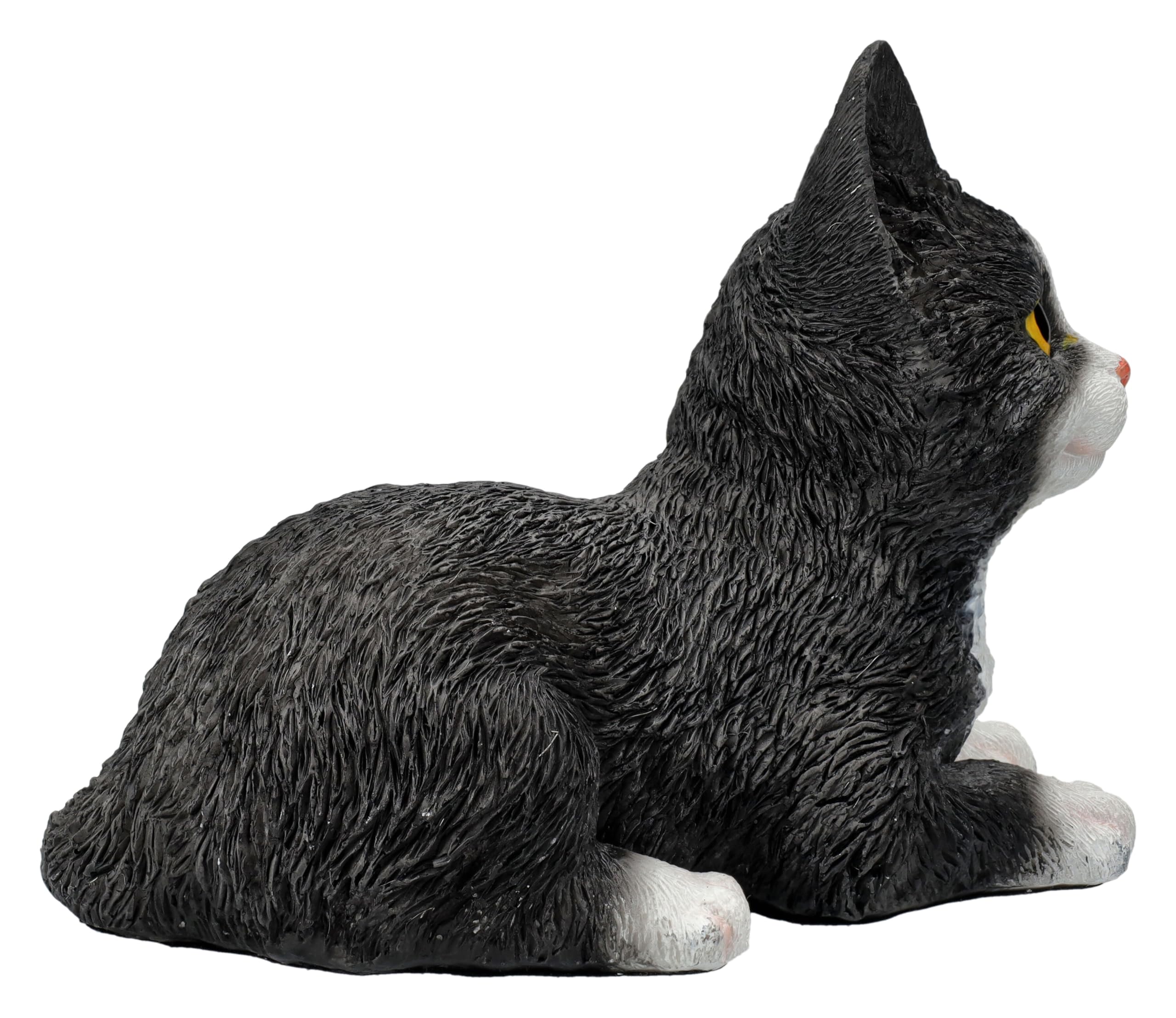 Figuren Shop GmbH Statuetta di gatto che gioca gattino – Figura decorativa gatto bianco e nero, 14 cm