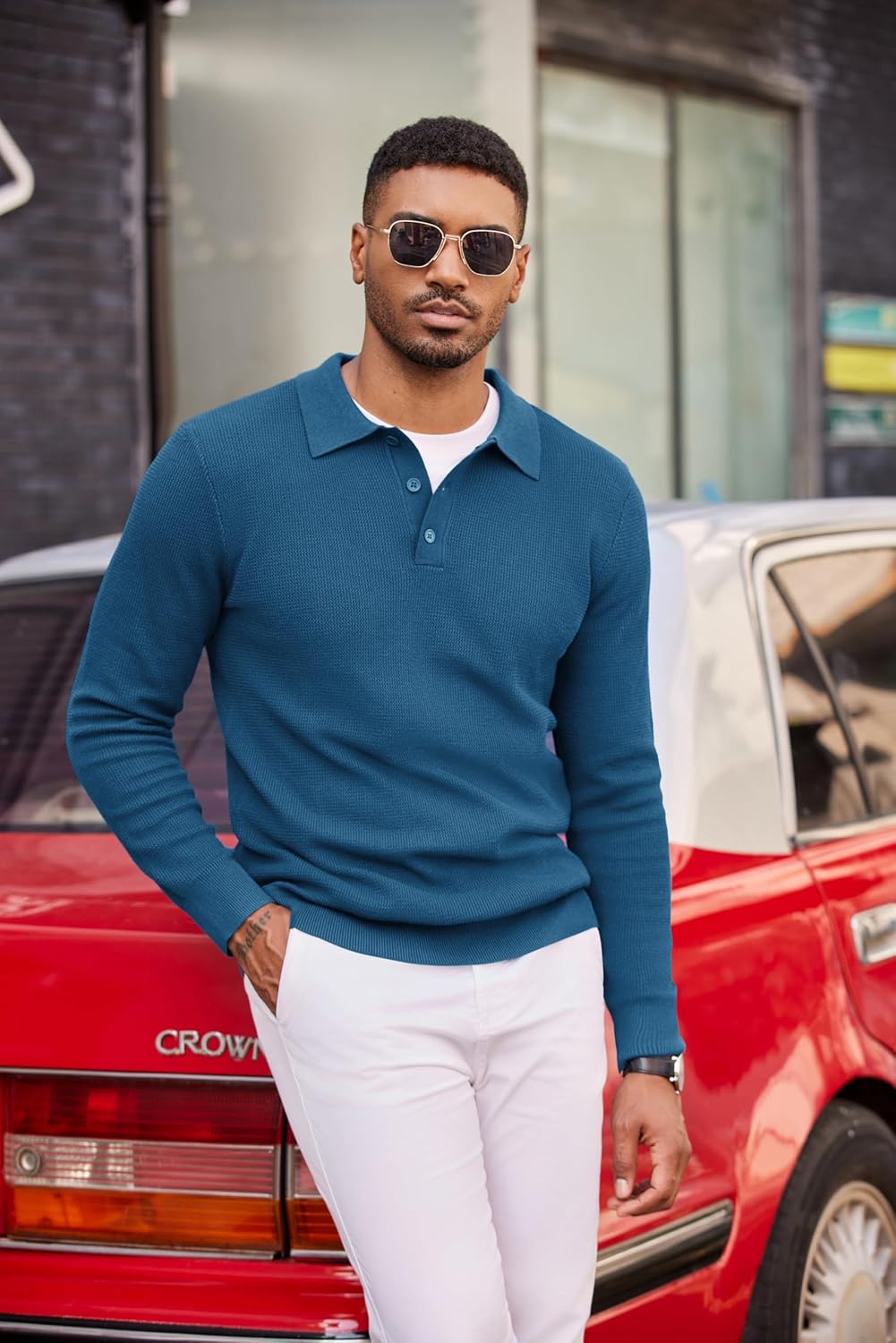 COOFANDY Men's Knit Polo Long Sleeve Sweaters Collared Polo Sweater Casual Dress Pullover Fashion Golf Sweaters - Image 2