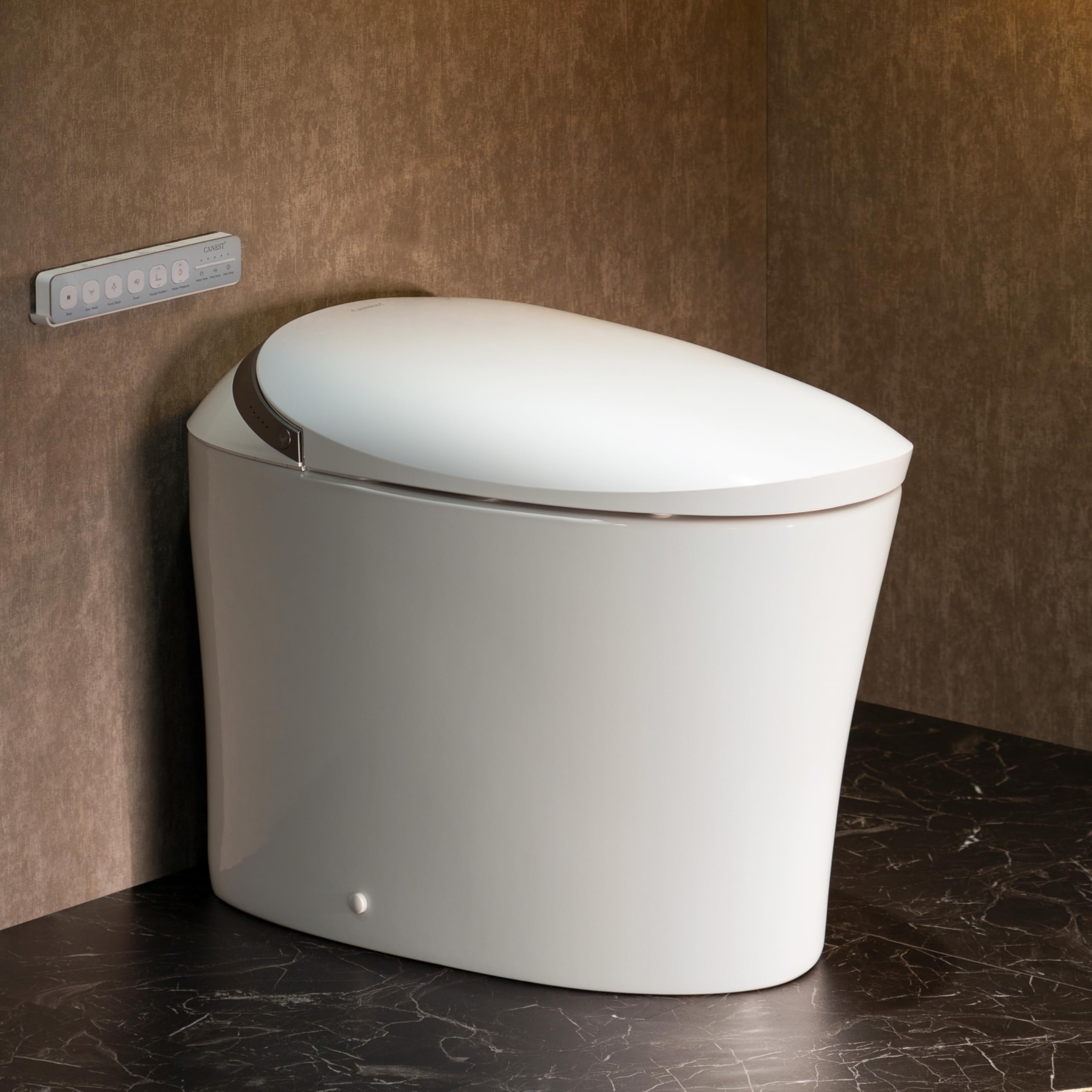 Photo 1 of CANEST Smart Toilet with Bidet Built in, Elongated Bidet Toilet with Tank, 1000g MaP Flushing, ADA Comfort Height, Auto Temperature Control Heated Seat, Water, Blackout Flush, Soft Close(TC-500SE)