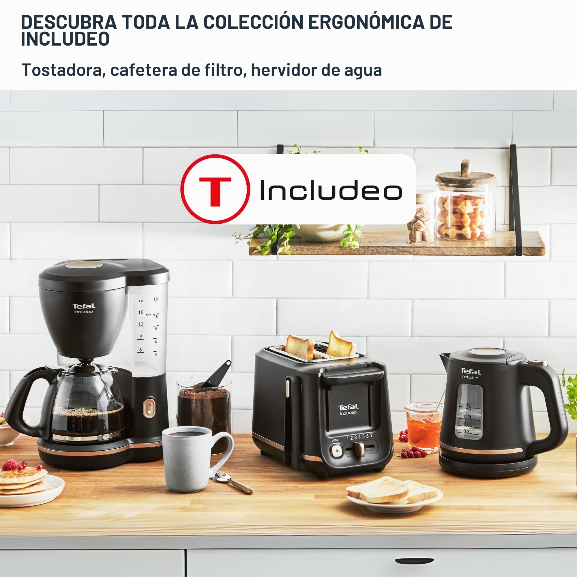 Tefal Kettle (KI5338) Includeo 1L black Schwarz