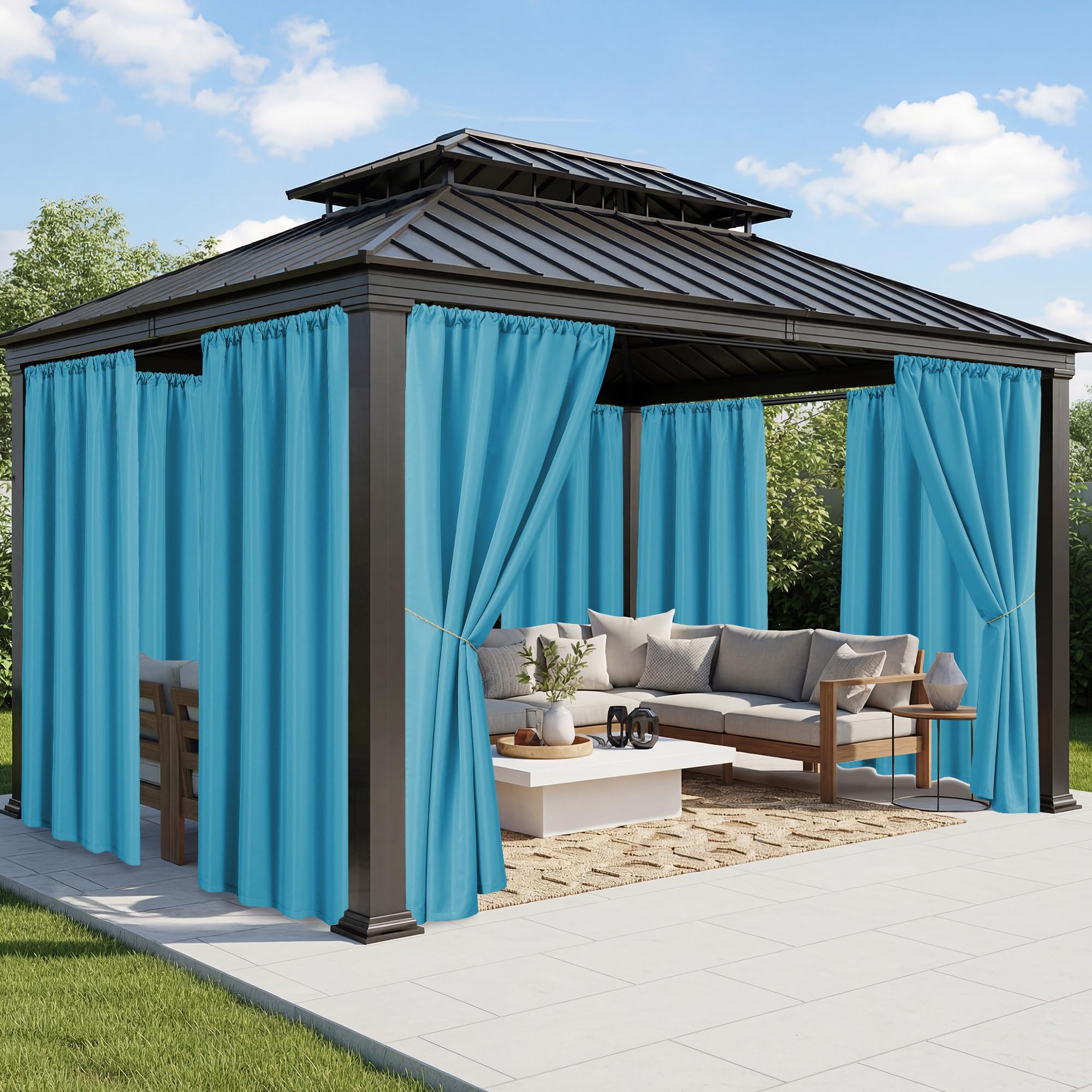 Photo 1 of RichSets Outdoor Curtains - Waterproof, 8 Panels, Rod Pocket
