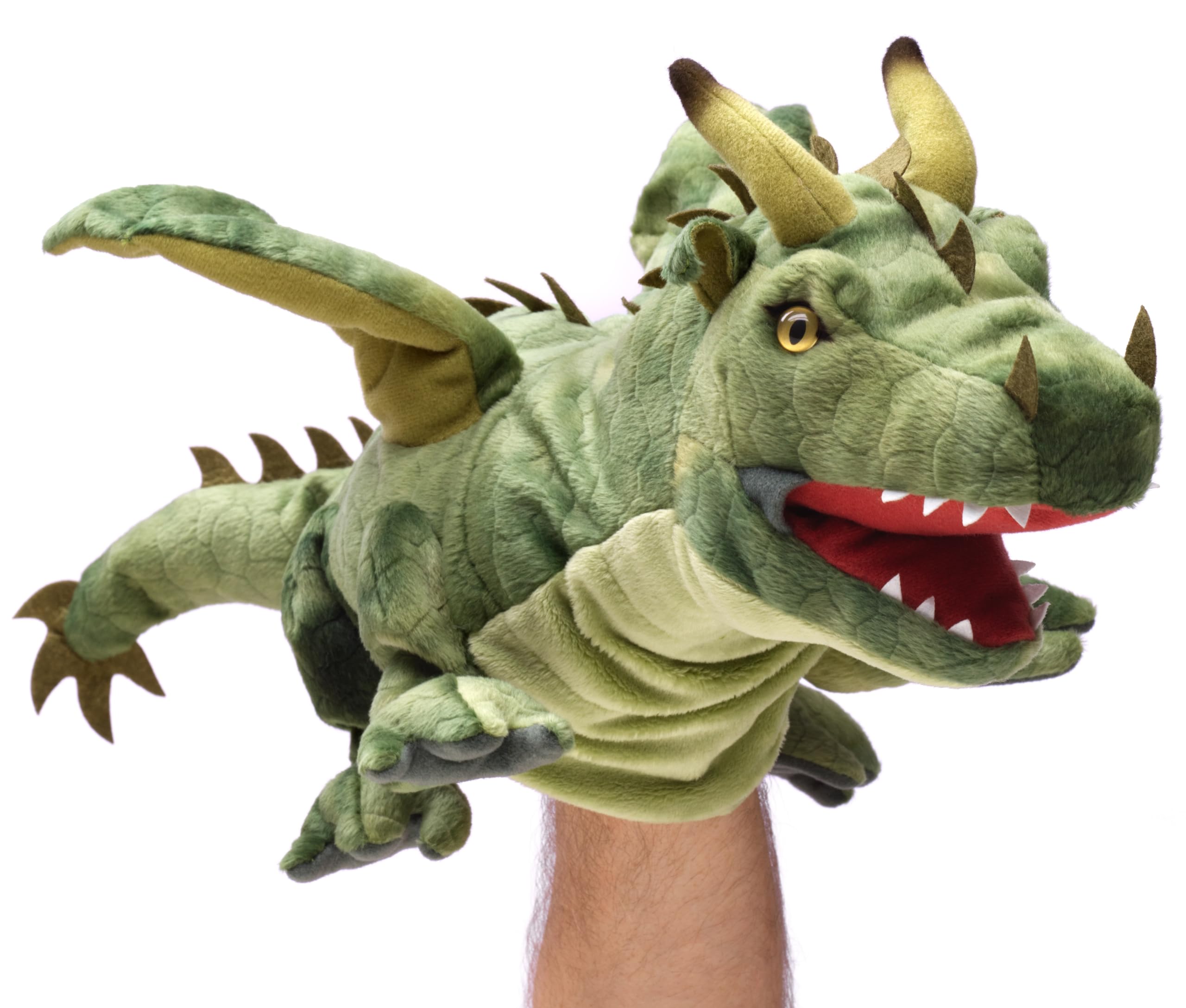 Uni-Toys - Marionnette Dragon (Vert) – 49 cm (Longueur) – Peluche, Doudou
