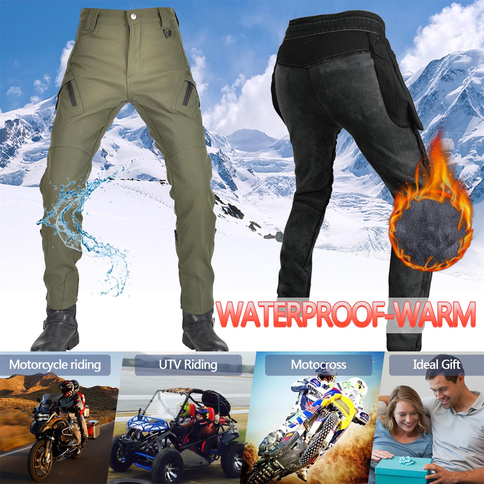 Abbigliamento Motociclista Pantaloni Moto Uomo JICAIXIAYA - Con Fodera Kevlar, Protezioni Rimovibili, Traspiranti Pantaloni Protezione Ginocchia