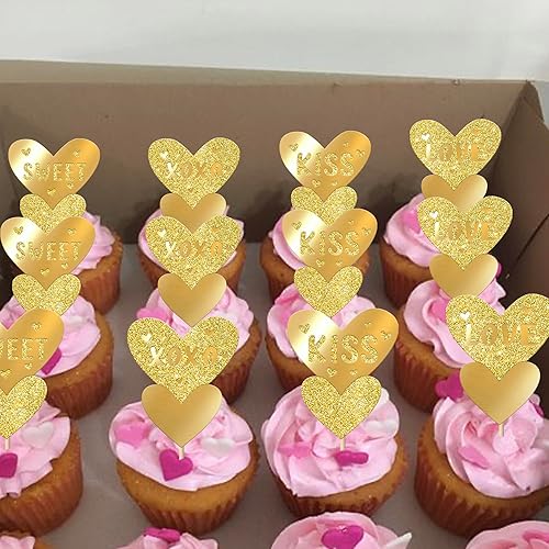 Miniatura 253 de Rsstarxi 36 Pack Happy Valentine's Day Cupcake Toppers Glitter Cupid Love Heart Lip Kiss Me Be Mine Cupcake Picks for Valentine's Day Theme Wedding