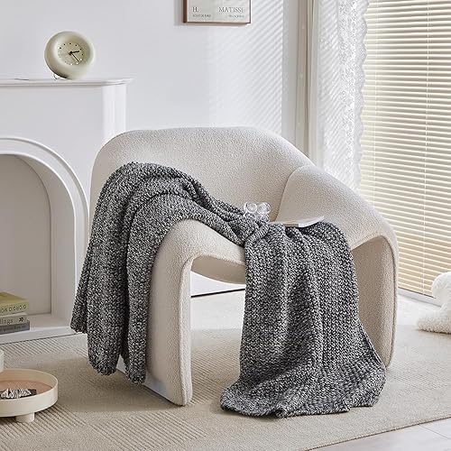 Miniatura 3 de Longhui bedding Manta de punto trenzado grueso para sofá, cama, otoño, ligera, suave y acogedora, manta decorativa de 51 x 63 pulgadas, regalo de