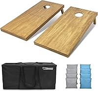 Vista 89 de GoSports 4 ft x 2 ft Regulation Size Wooden Cornhole Boards Set with Light Brown Finish - Includes Carrying Case and Bean Bags
