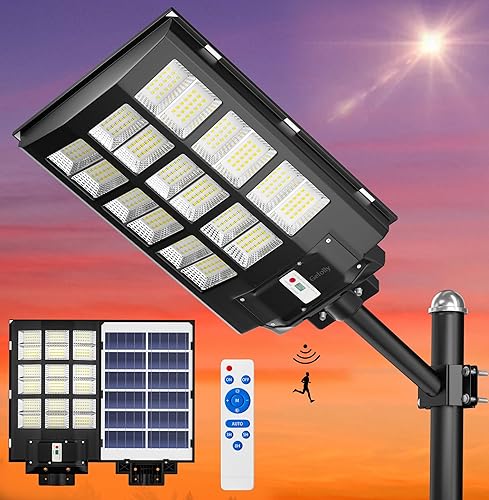 Miniatura 12 de Gefolly Luz de calle solar al aire libre SL-20000W - 200000LM, anochecer al amanecer, luz de inundación del sensor de movimiento de seguridad solar