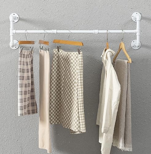 Percheros industriales de tubería, percheros para colgar en la pared, estantes de ropa colgantes para exhibición que ahorran espacio, barra colgante