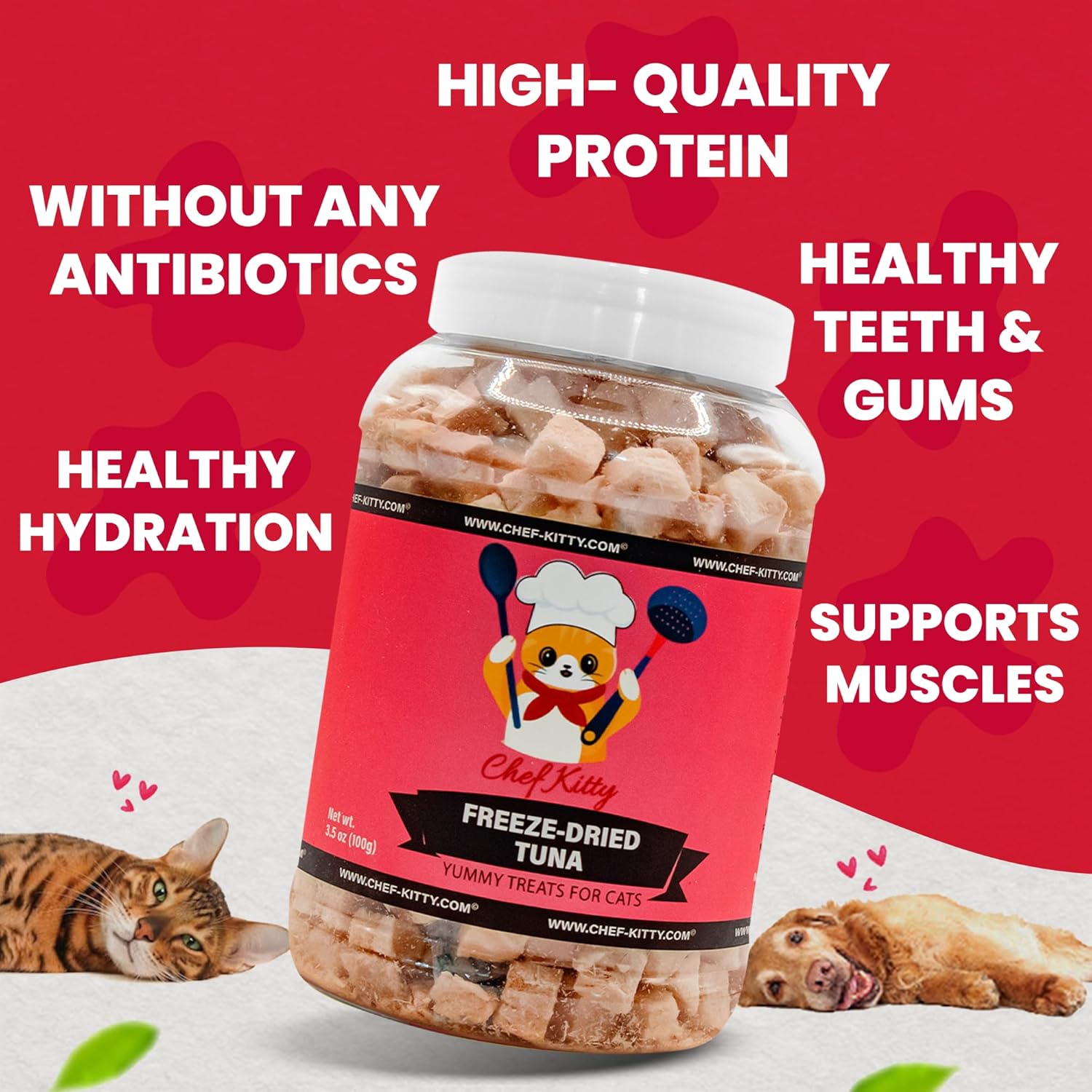 Tuna Cat Treats, 100% Wild Caught | Freeze Dried Dog Treats, High Protein | Grain-free, Single Ingredient Cat & Dog Food Toppers | No Additives or Preservatives | Inspected & Tested in USA | 7.4 oz