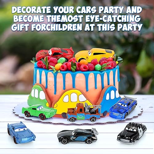 Miniatura 4 de Juguetes de autos de metal de película de coches, 8 piezas de camiones de metal con Lightning King Sheriff Modelo de juguete de cumpleaños para