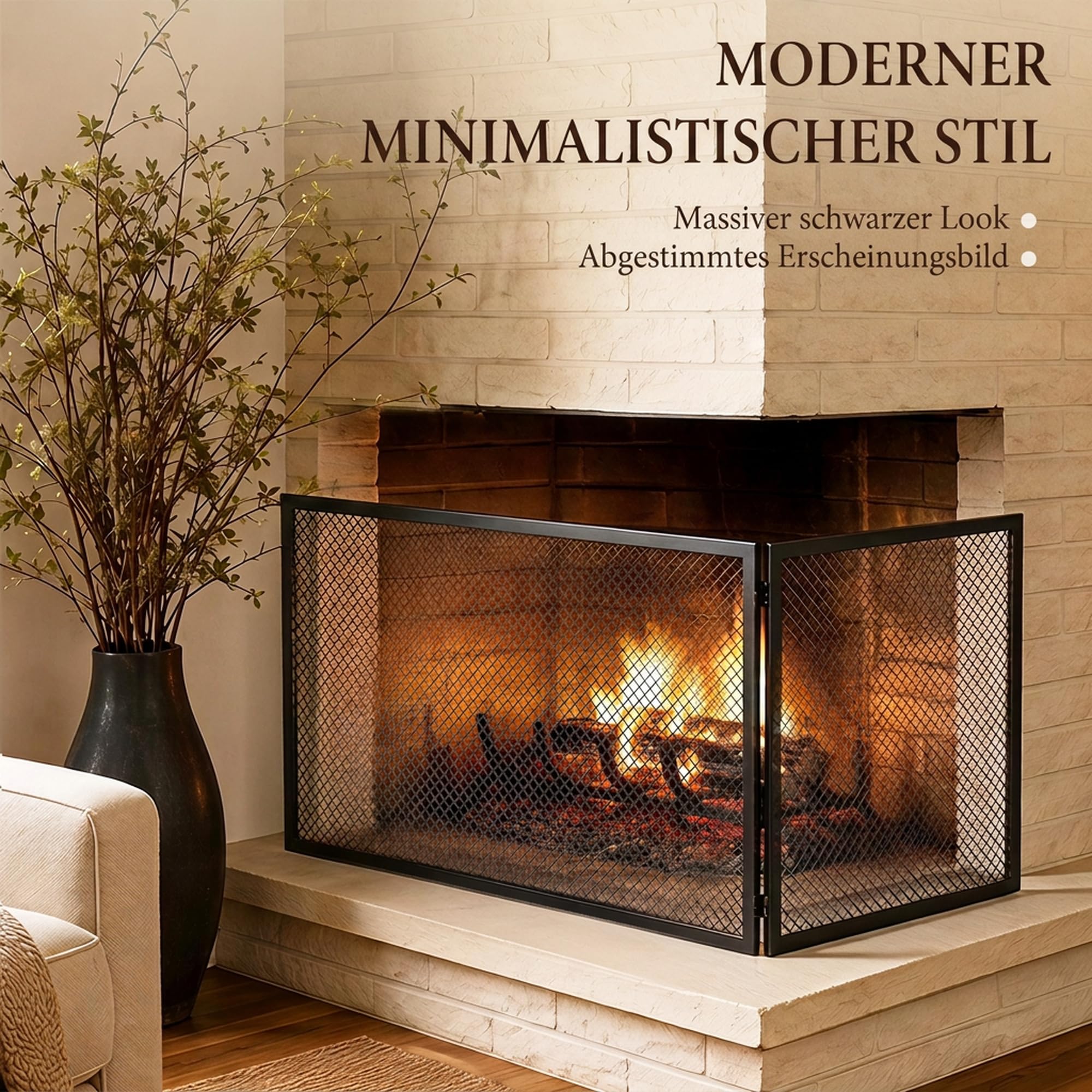 HOMCOM Kaminschutzgitter, Faltbarer Funkenschutz aus Metall, 141 x 50 cm