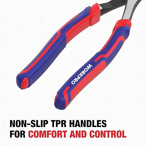 Miniatura 5 de WORKPRO Alicates Diagonales de 8 Pulgadas de Alto Apalancamiento, Cortadores de Alambre de Acero CRV de Alta Resistencia, Alicates Diagonales para