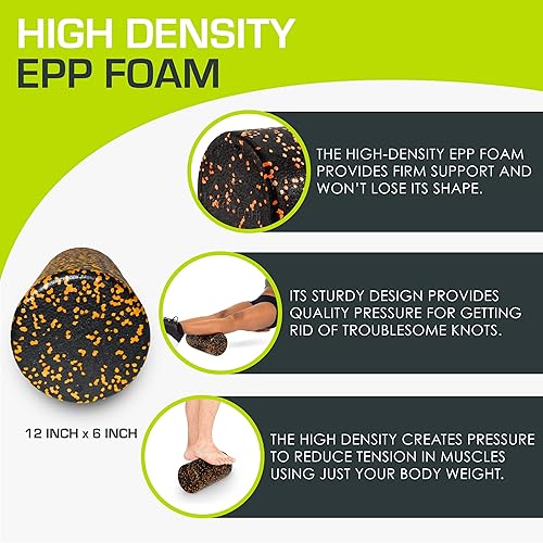 Miniatura 125 de ProsourceFit Rodillos de espuma de alta densidad largos, herramienta de masaje atlético firme de cuerpo completo para estiramiento de espalda, yoga,